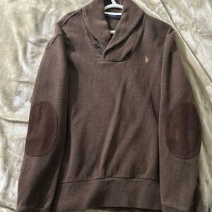 Ralph Lauren Brown Turtleneck Sweater with Elbow Patches